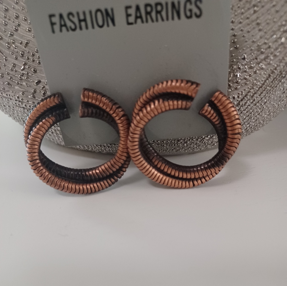 Double Circles Bronze Earrings